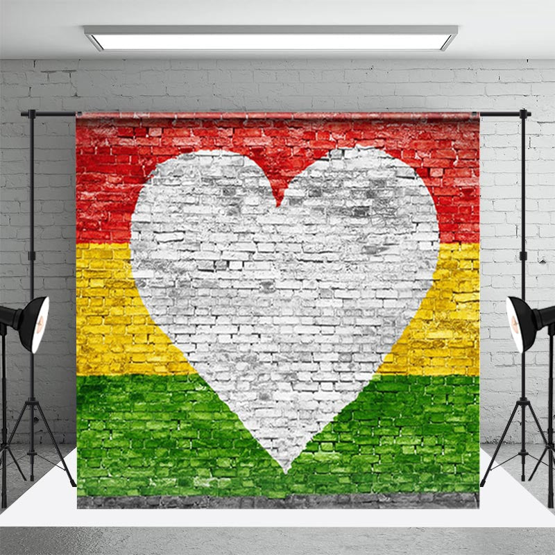 Aperturee - Brick Wall Love Reggae Stripe Juneteenth Backdrop