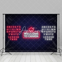 Aperturee - Brick Wall Pink White Neon Welcome To Canada Backdrop