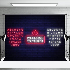 Aperturee - Brick Wall Pink White Neon Welcome To Canada Backdrop