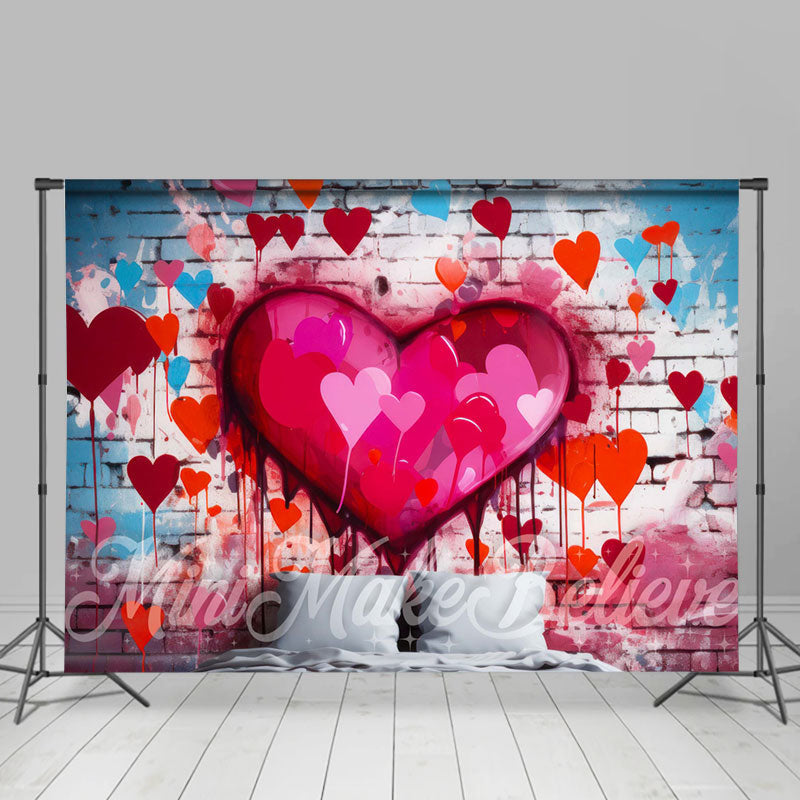 Aperturee - Brick Wall Red Heart Pattern Valentines Day Backdrop