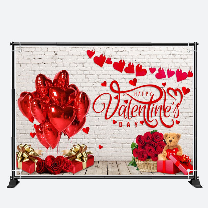 Aperturee - Brick Wall Rose Gift Balloon Valentines Day Backdrop