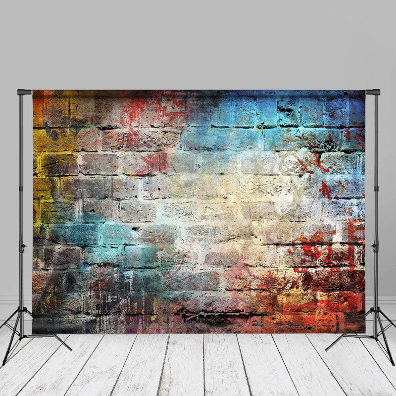 Aperturee - Brick Wall Shabby Art Painting Photography Backdrop