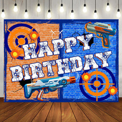 Aperturee - Brick Wall Shooting Game Birthday Backdrop for Boy