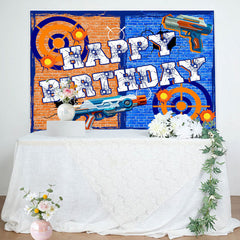 Aperturee - Brick Wall Shooting Game Birthday Backdrop for Boy