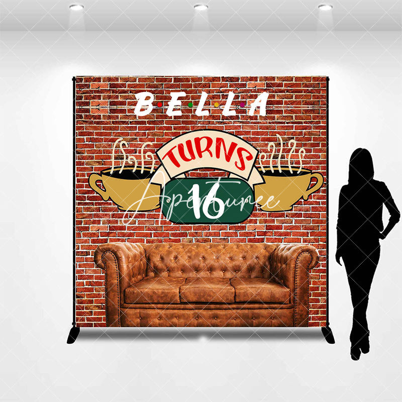 Aperturee - Brick Wall Sofa Custom Name 16th Birthday Backdrop