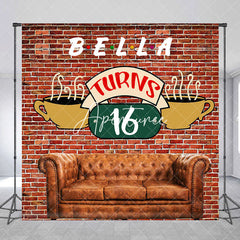 Aperturee - Brick Wall Sofa Custom Name 16th Birthday Backdrop