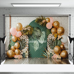 Aperturee - Brick Wall Tribal Plants Balloon Cake Smash Backdrop