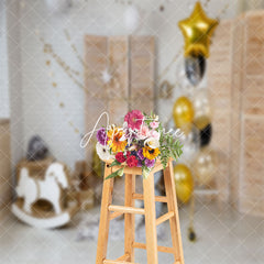 Aperturee - Brick Wall Trojan Horse Balloons Cake Smash Backdrop