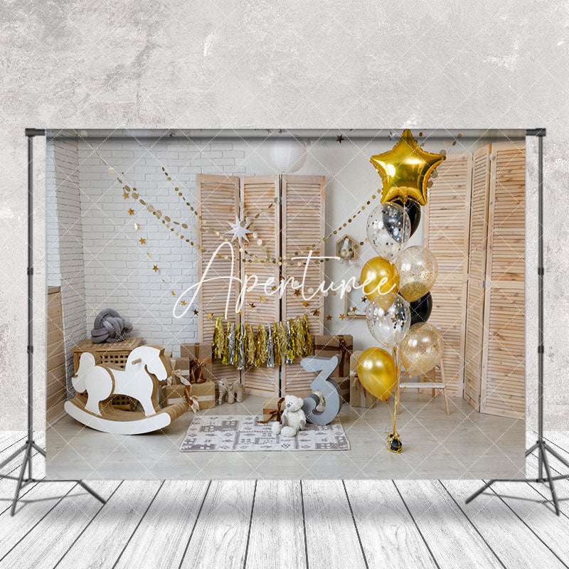 Aperturee - Brick Wall Trojan Horse Balloons Cake Smash Backdrop