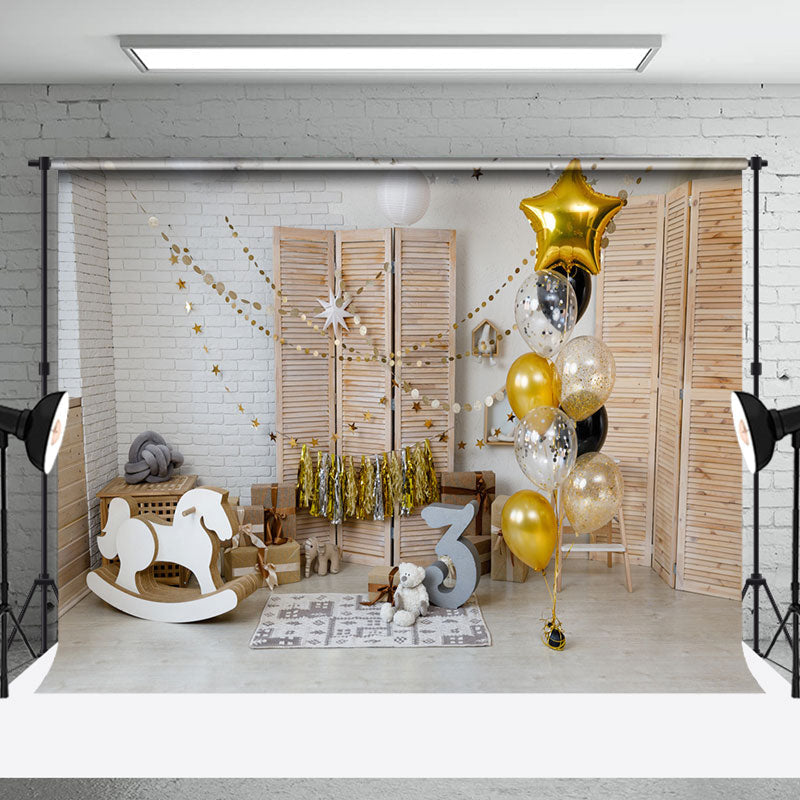 Aperturee - Brick Wall Trojan Horse Balloons Cake Smash Backdrop