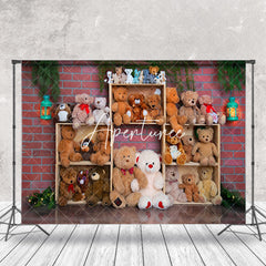 Aperturee - Brick Wall Various Teddy Bears Cake Smash Backdrop