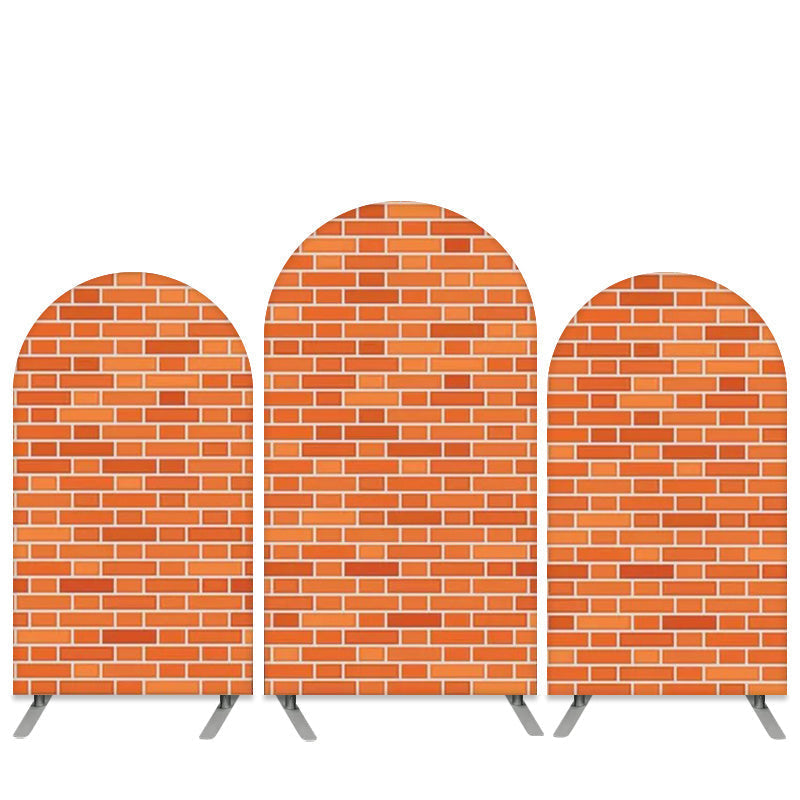 Aperturee Bricks Theme Orange Red Birthday Arch Backdrop Kit