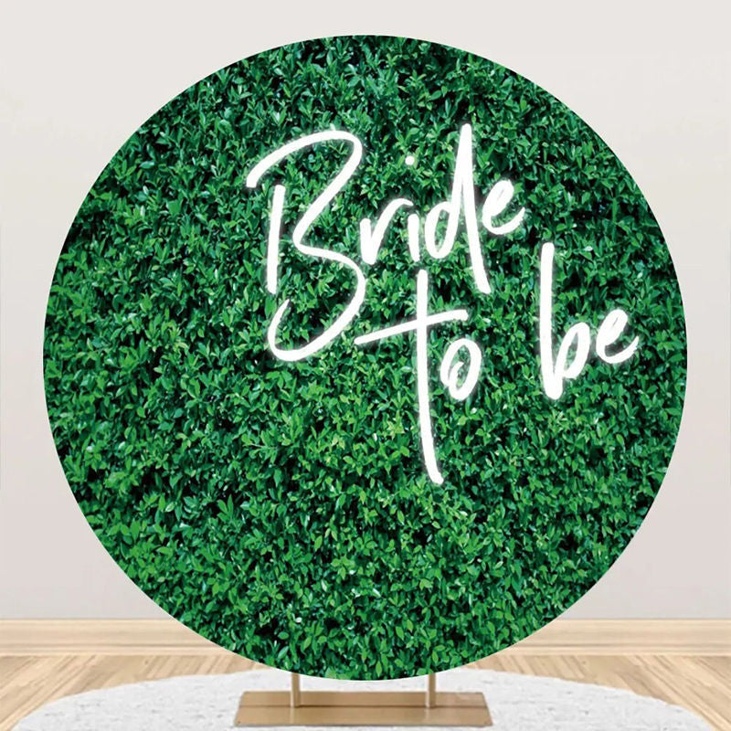 Aperturee - Bride To Be Greenery Leaves Circle Wedding Backdrop