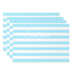 Aperturee - Bright Baby Blue White Stripe Set Of 4 Placemats