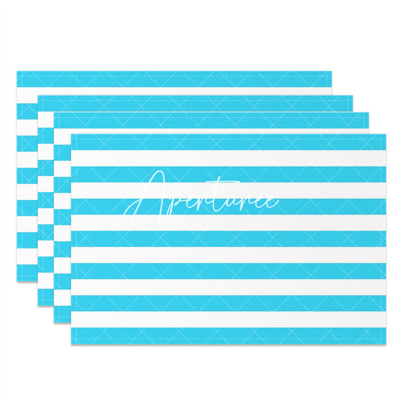 Aperturee - Bright Blue White Stripe Dining Set Of 4 Placemats