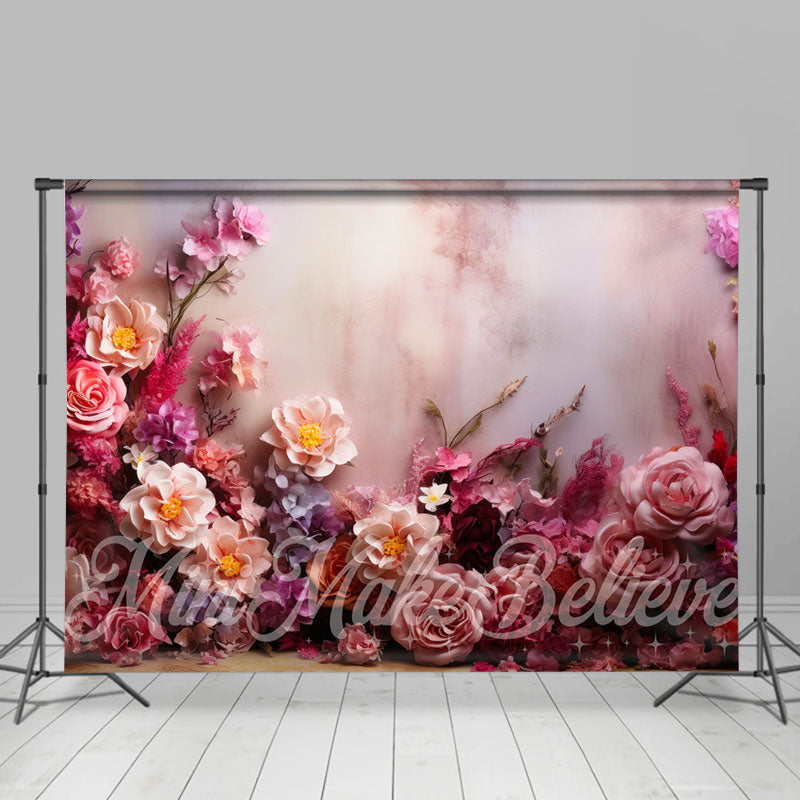 Aperturee - Bright Colorful Floral White Wall Fine Art Backdrop