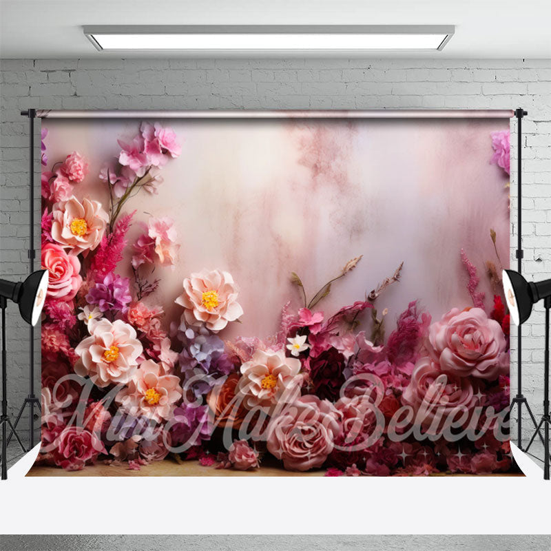 Aperturee - Bright Colorful Floral White Wall Fine Art Backdrop