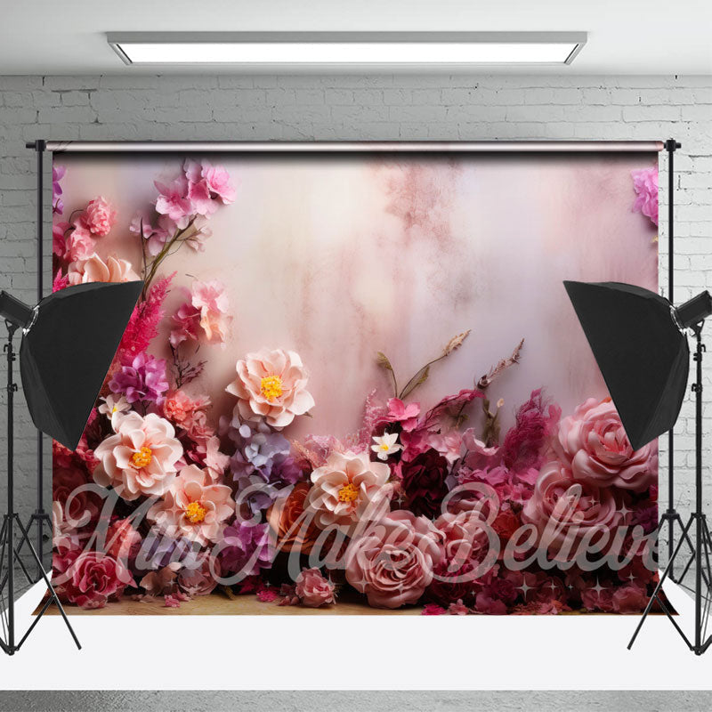 Aperturee - Bright Colorful Floral White Wall Fine Art Backdrop