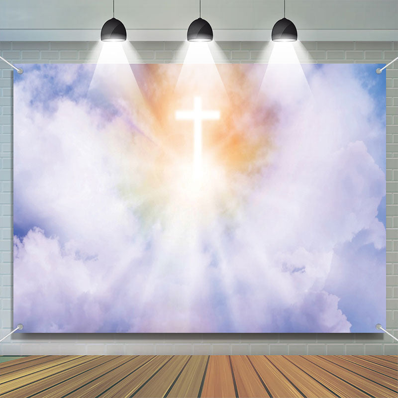 Aperturee - Bright Cross Clear Blue Sky Clouds Baptism Backdrop