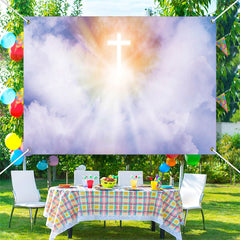 Aperturee - Bright Cross Clear Blue Sky Clouds Baptism Backdrop