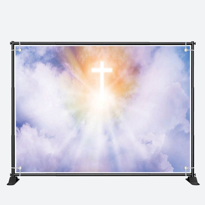 Aperturee - Bright Cross Clear Blue Sky Clouds Baptism Backdrop