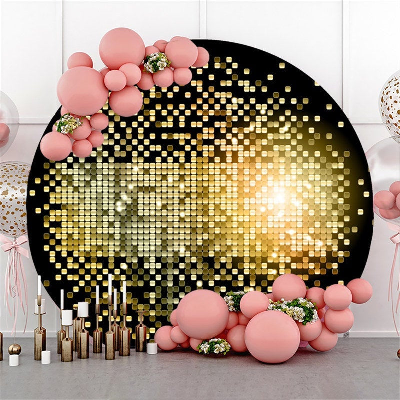 Aperturee Bright Golden Bokeh Round Birthday Party Backdrops