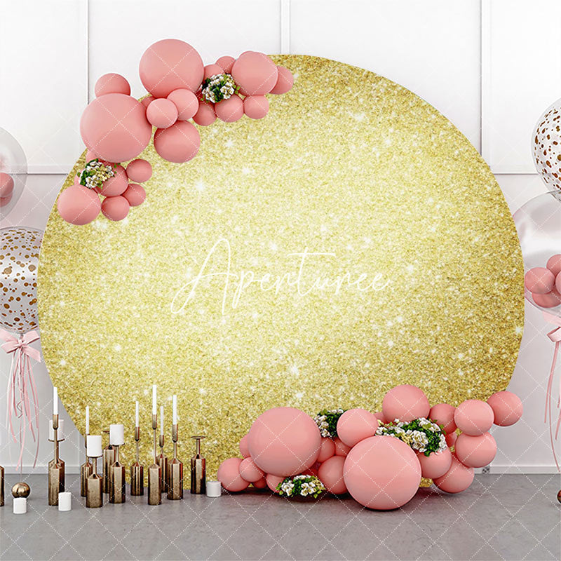 Aperturee - Bright Golden Sparkling Round Birthday Backdrop