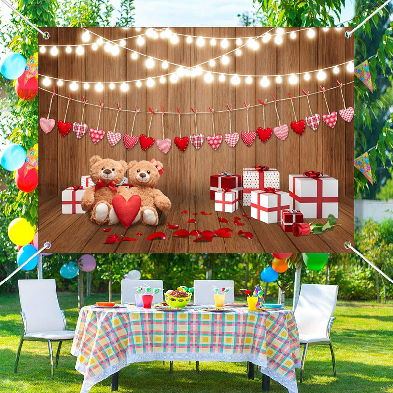 Aperturee - Bright Light Bear Gift Board Valentines Day Backdrop