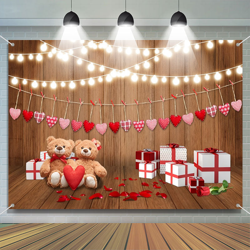 Aperturee - Bright Light Bear Gift Board Valentines Day Backdrop