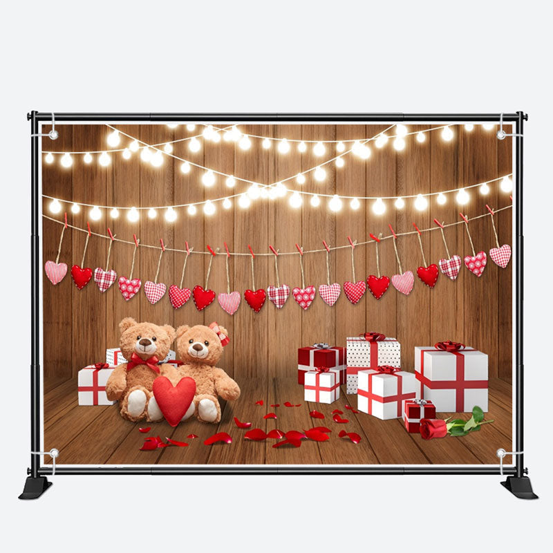 Aperturee - Bright Light Bear Gift Board Valentines Day Backdrop