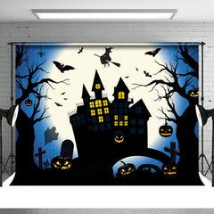 Aperturee - Bright Moon Night Black Halloween Castle Theme Backdrop