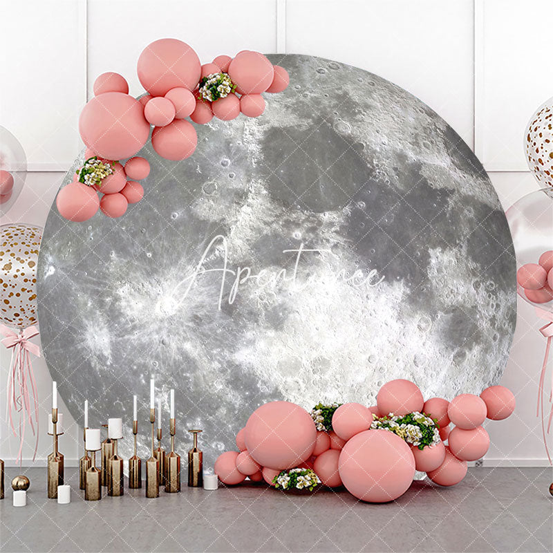 Aperturee - Bright Moon Surface Craters Circle Birthday Backdrop