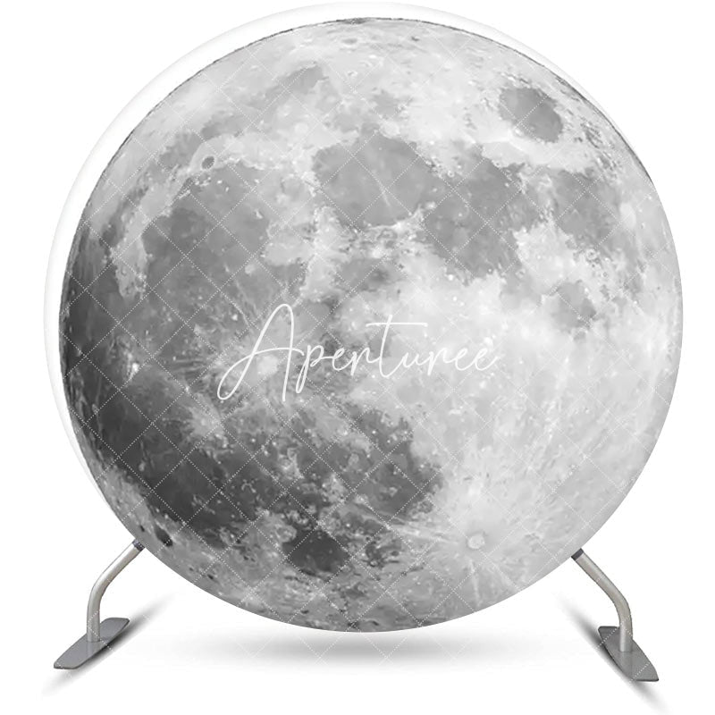 Aperturee - Bright Moon Surface Craters Circle Birthday Backdrop