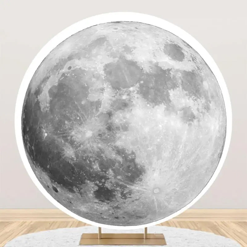 Aperturee - Bright Moon Surface Craters Circle Birthday Backdrop