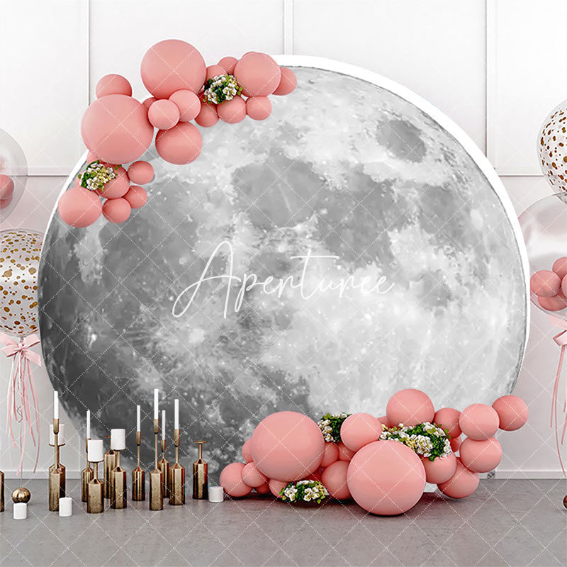 Aperturee - Bright Moon Surface Craters Circle Birthday Backdrop