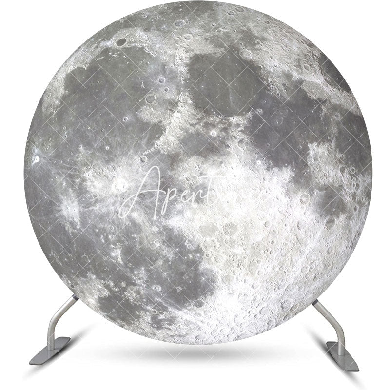 Aperturee - Bright Moon Surface Craters Circle Birthday Backdrop