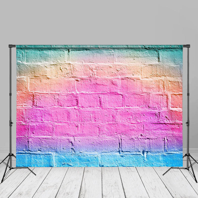 Aperturee - Bright Multicolored Brick Wall Photoshoot Backdrop