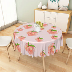 Aperturee - Bright Pink Peach Patterns Fruit Round Tablecloth