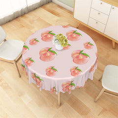 Aperturee - Bright Pink Peach Patterns Fruit Round Tablecloth