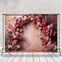 Aperturee - Bright Pink Rose Photo Birthday Cake Smash Backdrop