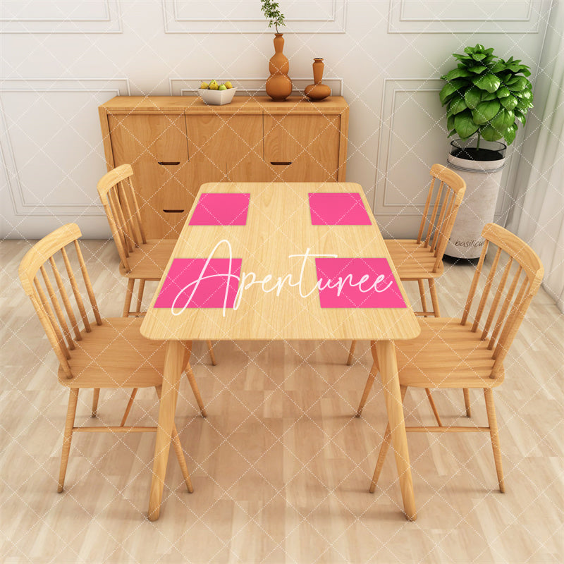 Aperturee - Bright Pink Solid Color Fabric Set Of 4 Placemats