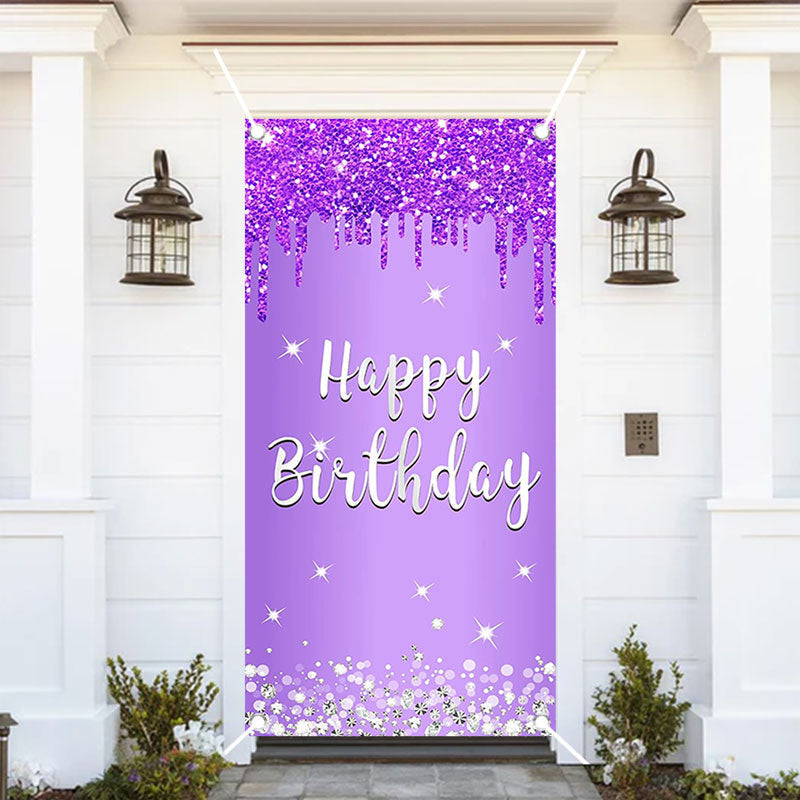 Aperturee - Bright Purple Diamonds Girls Birthday Door Cover