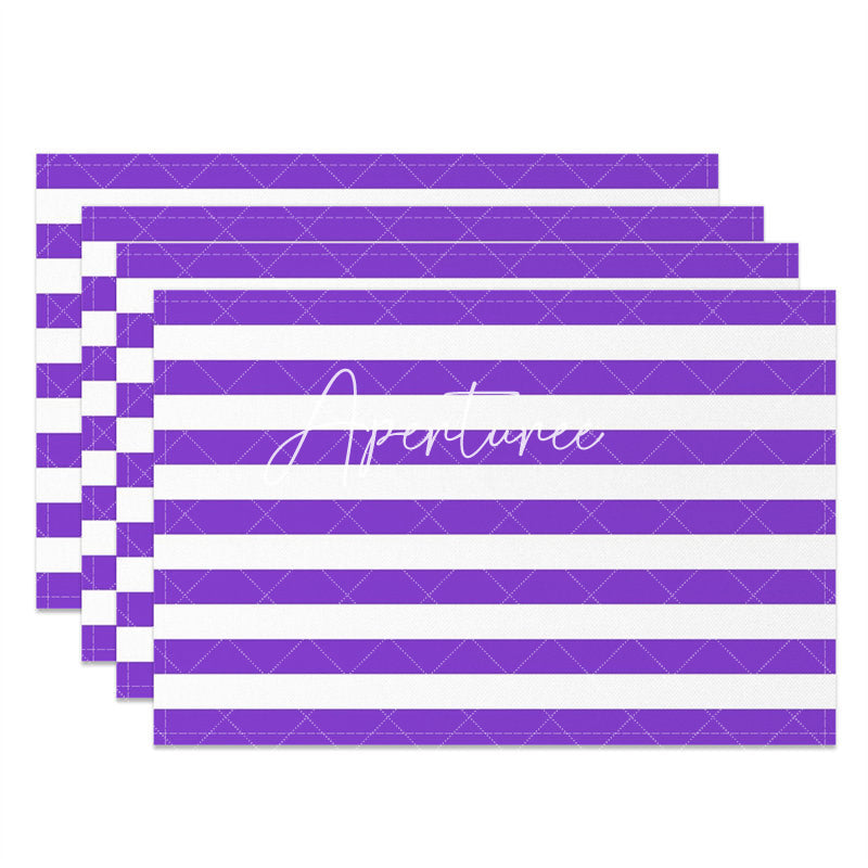 Aperturee - Bright Purple White Stripe Dining Set Of 4 Placemats