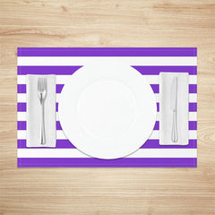 Aperturee - Bright Purple White Stripe Dining Set Of 4 Placemats