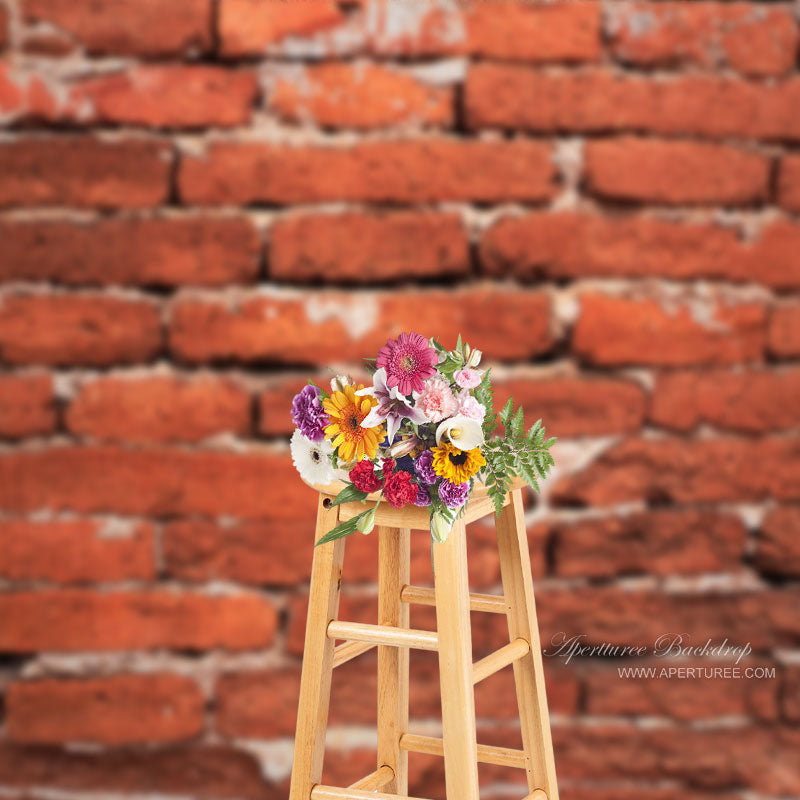 Aperturee - Bright Red Brick Wall Backdrop For Portrait Photography