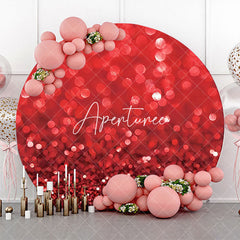 Aperturee - Bright Red Glitter Bokeh Round Backdrop For Birthday