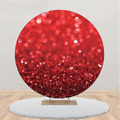 Aperturee - Bright Red Glitter Bokeh Round Backdrop For Birthday