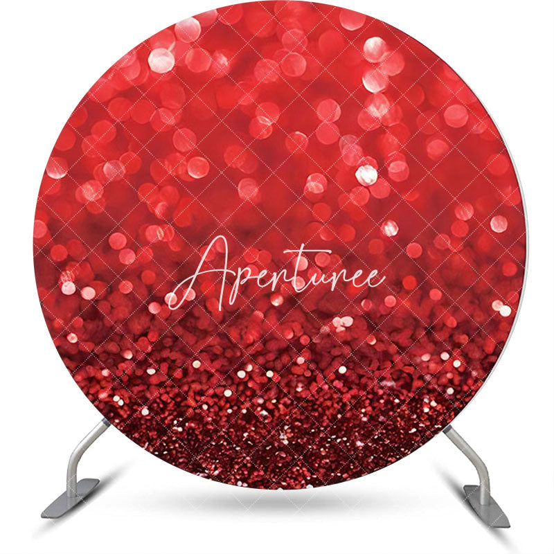 Aperturee - Bright Red Glitter Bokeh Round Backdrop For Birthday