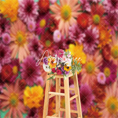 Aperturee - Bright Red Pink Floral Fine Art Backdrop For Photo