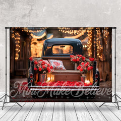 Aperturee - Bright Red Roses Truck Light Bokeh Floral Backdrop